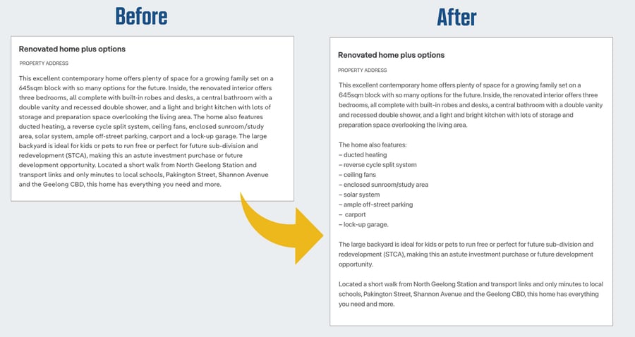 Real Estate Property Description Example Before and After